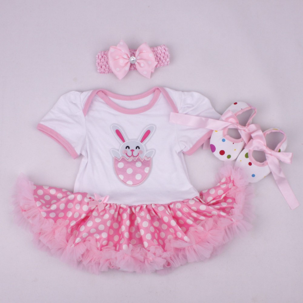 3-Piece Easter Bodysuit And Tutu Dress Set For 19 - 22 inches Reborn Girls