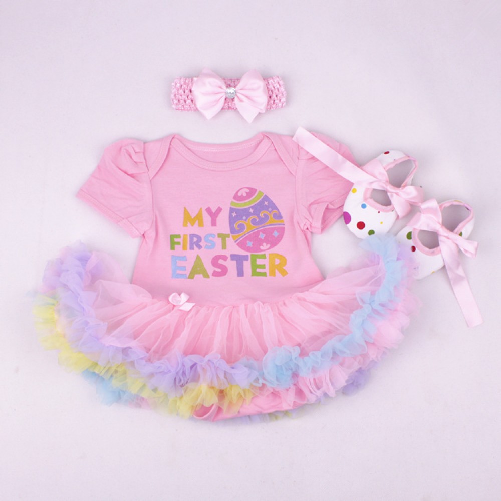 3-Piece Easter Bodysuit And Tutu Dress Set For 19 - 22 inches Reborn Girls