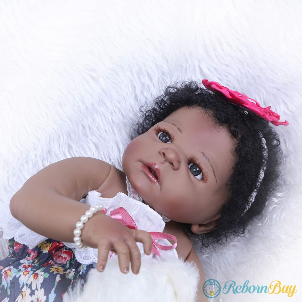 225 Inches Black Silicone Baby Girl Cute African Ame