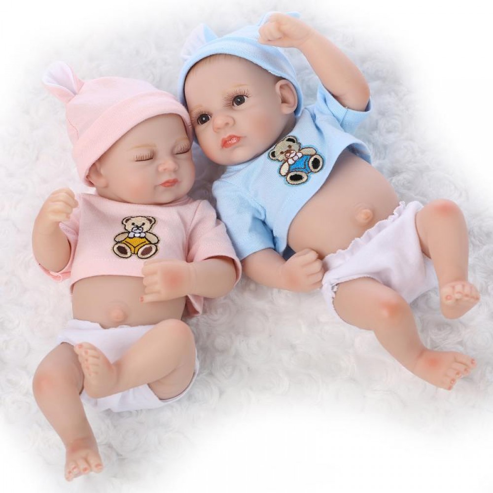 Silicone Reborn Twins Baby Dolls Preemie Lifelike Sleeping Boy Girl Doll 10...