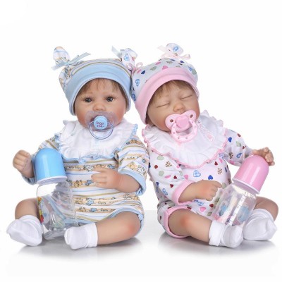 16" Twins Reborn Dolls Baby 2pcs Newborn Silicone Vinyl Handmade Xmas Gifts Toys 