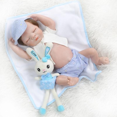 21'' Reborn Baby Sleeping Lifelike Soft Silicone Vinyl Girl Boy Naked Doll Gift 