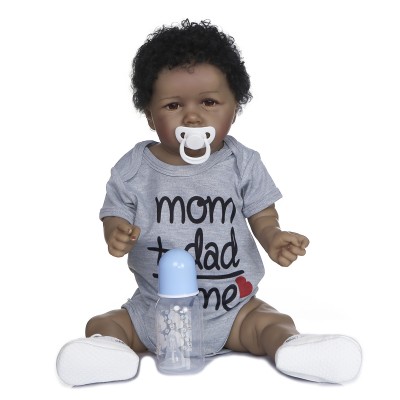 Full Vinyl Silicone Reborn African American Dolls Lifelike Boy Doll Newborn Baby 