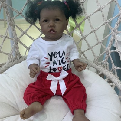 Black Reborn Baby Doll 19'' Silicone Vinyl Toddler African American Baby Girl