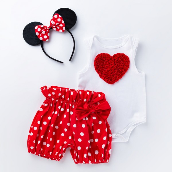 3-Piece Cute bodysuit And Short Set For 19 - 22 inches Reborn Girls