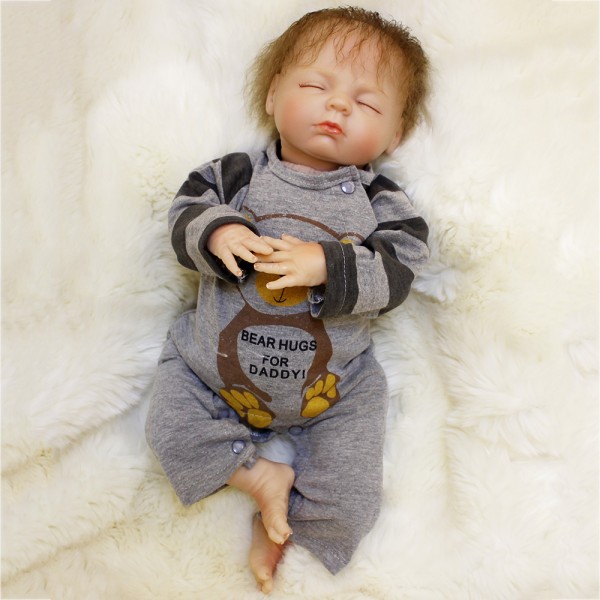 Sleeping Reborn Baby Doll Silicone Lifelike Boy Doll 18inch