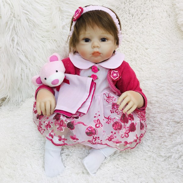 Reborn Baby Girl Doll In Princess Dress Lifelike Silicone Baby Doll 20inch