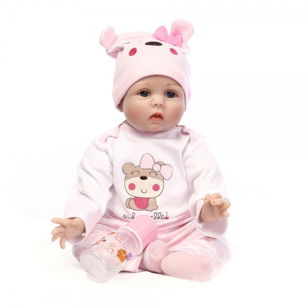 Poseable Reborn Baby Doll Silicone Lifelike Girl Doll 22inch