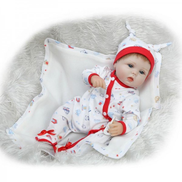 White Reborn Baby Doll Lifelike Realistic Silicone Girl Doll 16inch