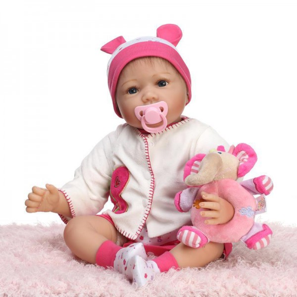 Reborn Baby Doll Lifelike Realistic Silicone Baby Girl Doll 22inch