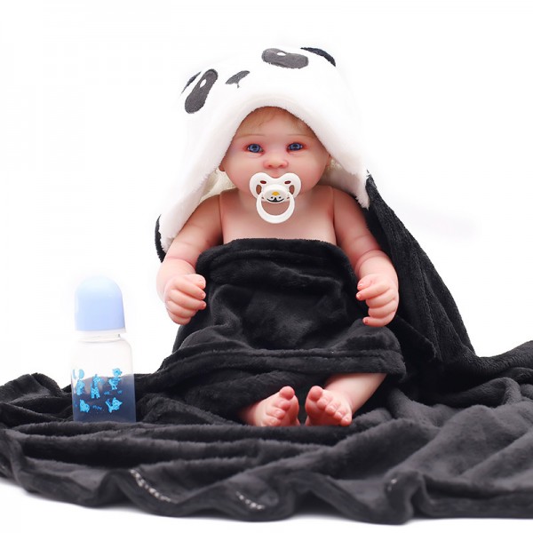 Reborn Baby Boy Doll With Panda Bath Robe Lifelike Boy Doll 20inch
