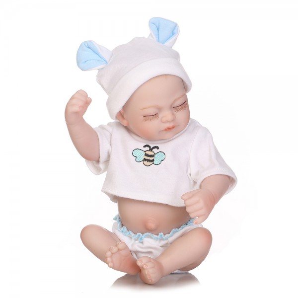 Mini Sleeping Baby Boy Doll Lifelike Silicone Reborn Preemie Doll 10inch