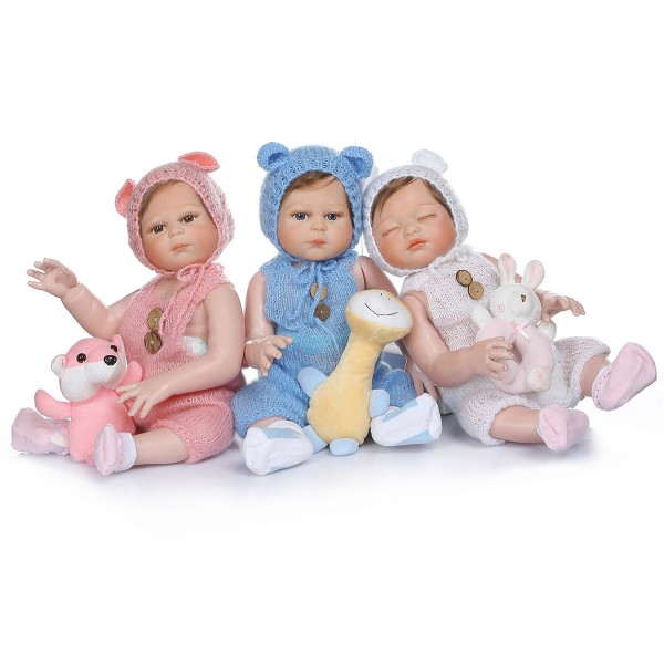 Silicone Reborn Triplets Dolls Poseable Lifelike Sleeping Boy Girl Baby Doll 20inch