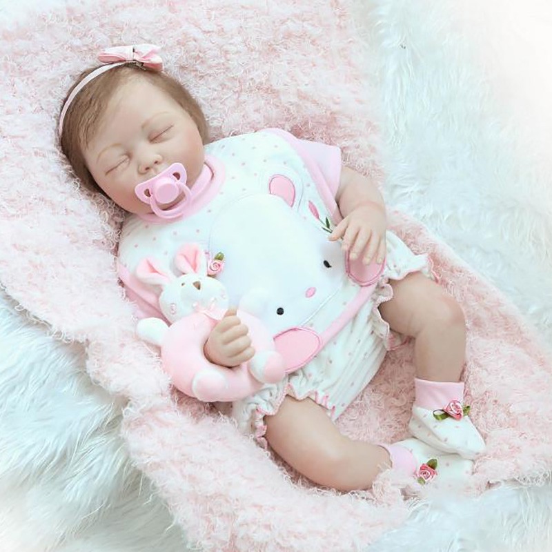 22" Sleeping Reborn Baby Dolls Lifelike Vinyl Silicone Newborn Baby Doll Gift US