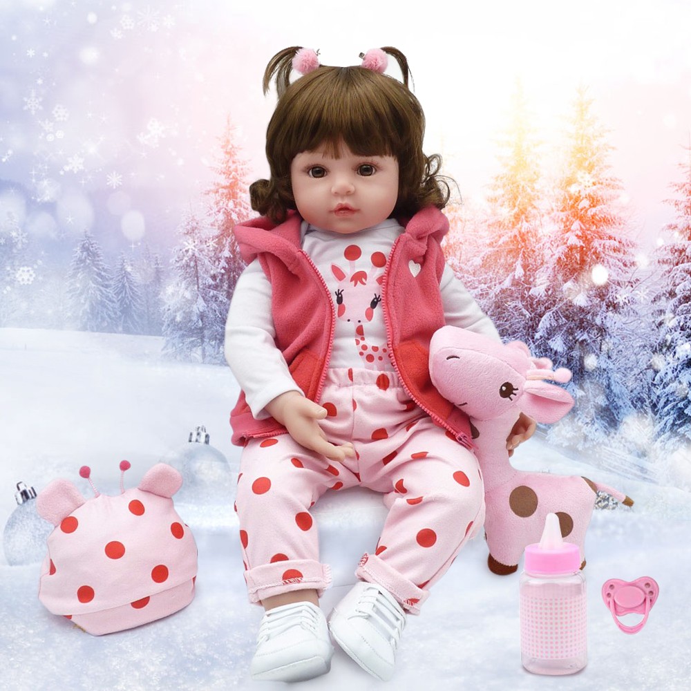 Silicone Reborn Toddler Dolls Girl 24inch Soft Body Newborn Baby Doll Realistic 
