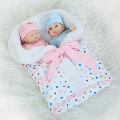 10'' Handmade Lifelike Full Vinyl Silicone Reborn Baby Dolls Twins Newborn Doll 