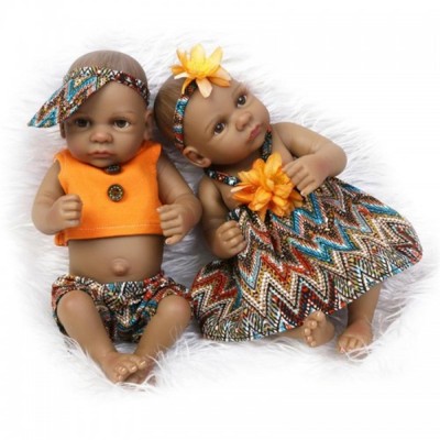22' Twins Reborn Baby Dolls Newborn Babies Vinyl Silicone Handmad Doll Girl+Boy 